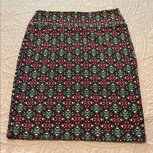 LuLaRoe Red Green Pencil Skirt Casual Resort Wear